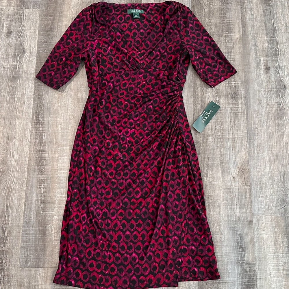 New Women’s Size 6 Lauren Ralph Lauren Faux Wrap Dress